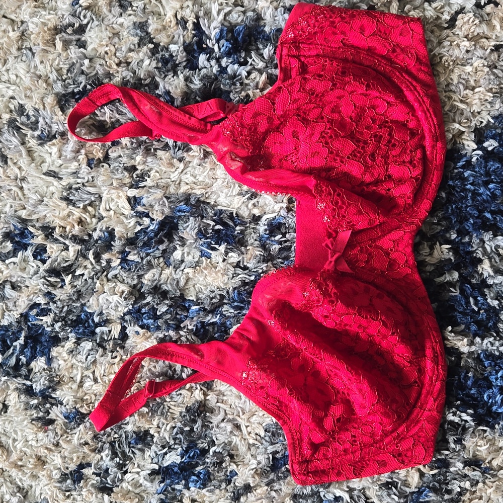 Body By Victoria VS Red Unlined Wired Bra Size 36DD/E